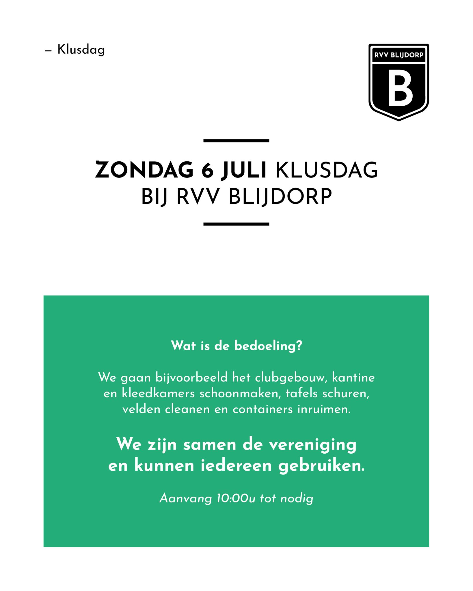 Zondag 6 Juli 2025 Klusdag