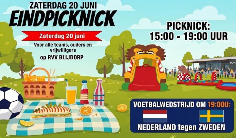 Zaterdag 20 juni Eindpicknick jeugd